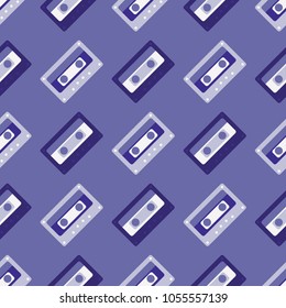 Cassette tapes floating seamless pattern. Authentic design for digital and print media.