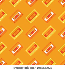 Cassette tapes floating seamless pattern. Authentic design for digital and print media.