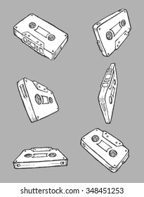 Cassette Tapes Set-Vectorized from my sketch, vintage tapes in different variations
