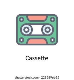 Cassette Vector  Fill outline Icons. Simple stock illustration stock
