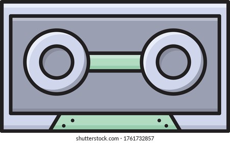 cassette vector flat color icon 