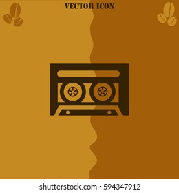 Cassette vector  icon. Coffee symbol background.