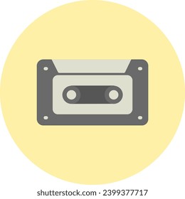 Cassette Vector Icon Flat Circle Style