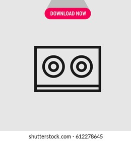 Cassette Vector Icon, The outlined symbol of tape cassette. Simple, modern flat vector illustration for mobile app, website or desktop app  