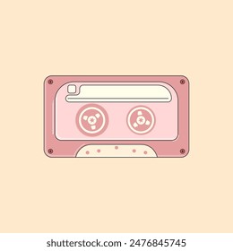 Cassette vector icon. Retro tape recorder vector icon. Cute color audio cassette. Cartoon old cassette logo. Vector illustration.