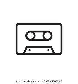 Cassette Vector Outline Icon. Data Storage Symbol EPS 10 File