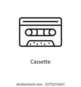 Cassette Vector Outline icon Design illustration. Music Symbol on White background EPS 10 File