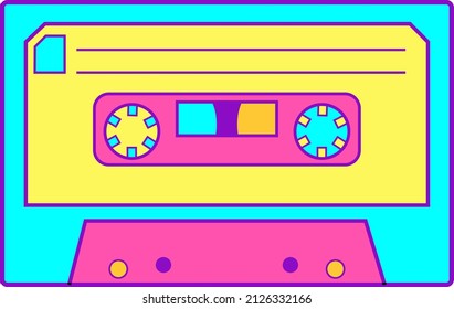 cassette vintage audio tape on white background. music 90s retro vector illustration