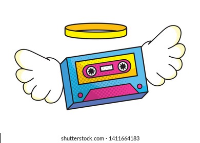 cassette with wings vector illustration