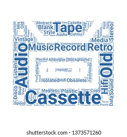 cassette word cloud. tag cloud about cassette
