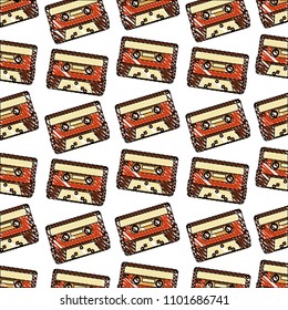 cassettes music retro pattern background
