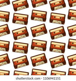 cassettes music retro pattern background