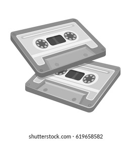 Cassettes for tape recorder.Hippy single icon in monochrome style vector symbol stock illustration web.