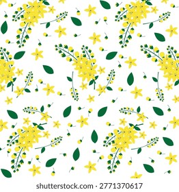 cassia fistula flowers pattern seamless