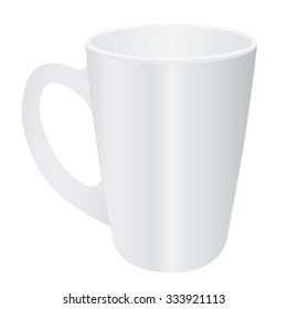 Cassic white cup on white background. Vector illustration.
