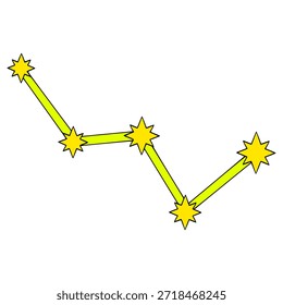 Vetor isolado desenhado à mão da ilustração da constelação de Cassiopea
