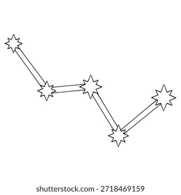 Cassiopea, Konstellationsgrafik, handgezeichneter Umrissvektor
