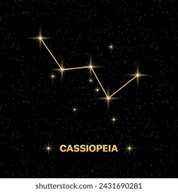 Cassiopeia constellation icon. Starry sky. Flat style. Vector illustration