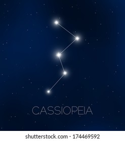 Cassiopeia constellation in night sky