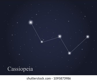 Cassiopeia constellation on the starry sky background vecto