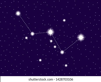 Cassiopeia constellation. Starry night sky. Vector illustration