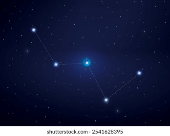 Constelación de Cassiopeja en el cielo nocturno