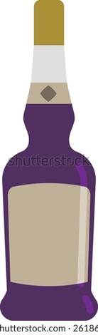 Cassis Liqueur Bottle Illustration with Simple Flat Vector Style