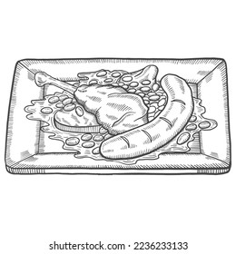 cassoulet france food cuisine isolated doodle hand drawn sketch with outline style vector illustration