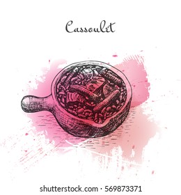 Cassoulet watercolor effect illustration. Vector illustration of French cuisine.