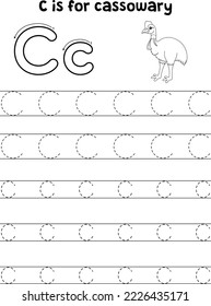 Cassowary Animal Tracing Letter ABC Coloring C