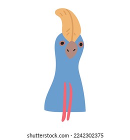 Cassowary. Bird. Flat hand drawn illustration on white background. 