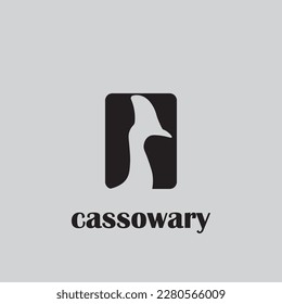 Cassowary bird head silhouette logo design.