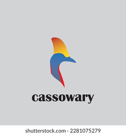 Cassowary bird head silhouette logo design.