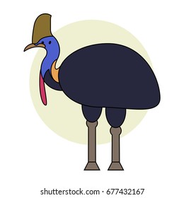 Cassowary bird. Vector cartoon tropical bird made in flat style.