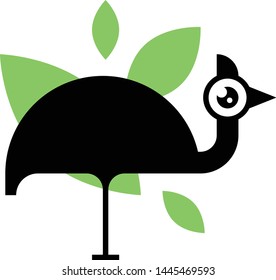 Cassowary black silhouette vector icon