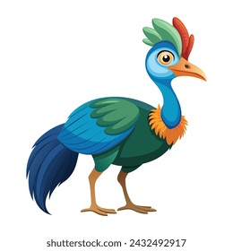 Cassowary Cartoon Illustration on White Background