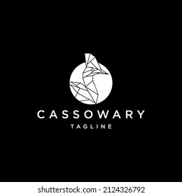 Cassowary geometric logo vector icon design template
