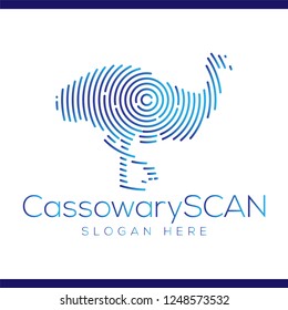 Cassowary Scan Technology Logo vector Element. Animal Technology Logo Template