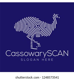 Cassowary Scan Technology Logo vector Element. Animal Technology Logo Template