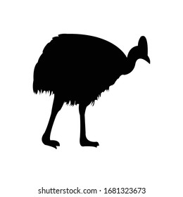 cassowary silhouette, animal vector illustration