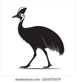 Cassowary silhouette bold vector illustration eps 10 on a white background fully editable high-quality file.