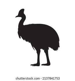 cassowary silhouette on white background.