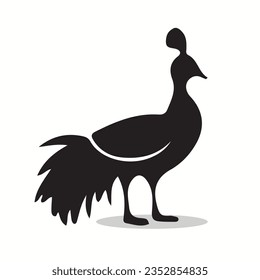 Cassowary silhouettes and icons. Black flat color simple elegant Cassowary animal vector and illustration.