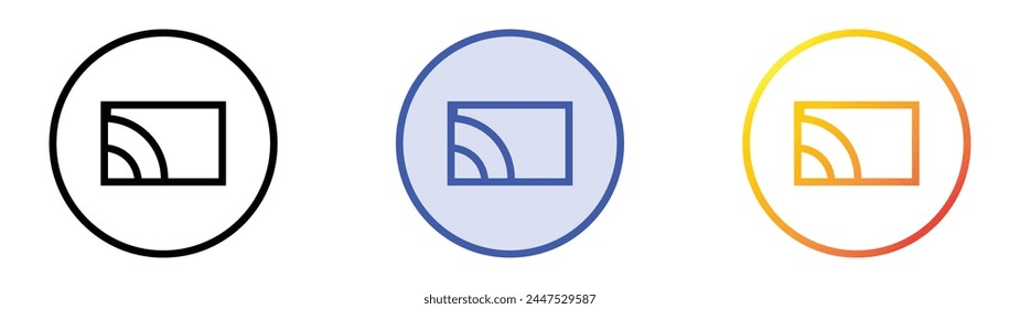 cast icon. Linear, Blue Fill and Gradient Style Design Isolated On White Background