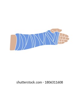 Cast icon vector. Broken arm, bone fracture, orthopedic plaster cast, trauma rehabilitation icon. vector illustration