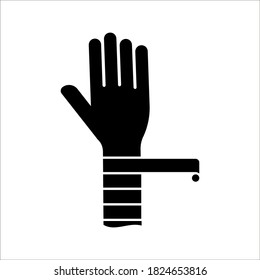 Cast icon vector. Broken arm, bone fracture, orthopedic plaster cast, trauma rehabilitation icon on white background