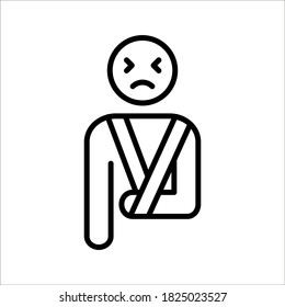 Cast icon vector. Broken arm, bone fracture, orthopedic plaster cast, trauma rehabilitation icon on white background