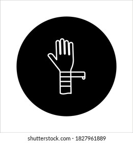 Cast icon vector. Broken arm, bone fracture, orthopedic plaster cast, trauma rehabilitation icon on white background