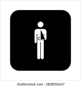 Cast icon vector. Broken arm, bone fracture, orthopedic plaster cast, trauma rehabilitation icon on white background