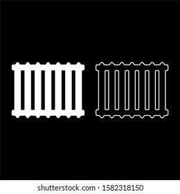 Cast iron battery Heating radiator icon outline set white color vector illustration flat style image